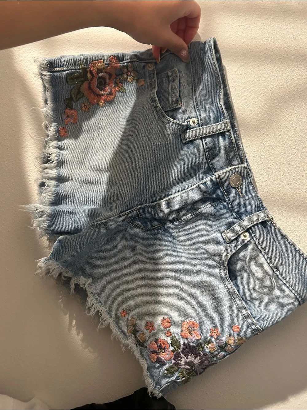 Embroidered Denim Shorts with flower details!